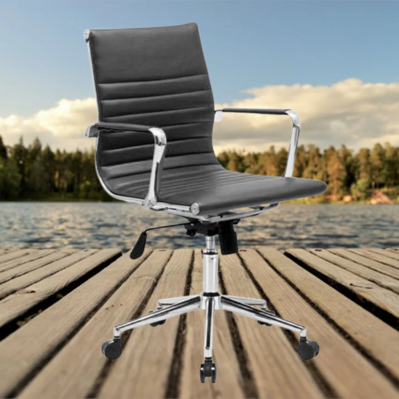M&uuml;asir Dizaynlı Ofis Kreslosu &ndash; Dəri Oturacaq, Xrom Ayaq, Təkərli və H&uuml;nd&uuml;rl&uuml;y&uuml; Tənzimlənən | Taxtaci.az