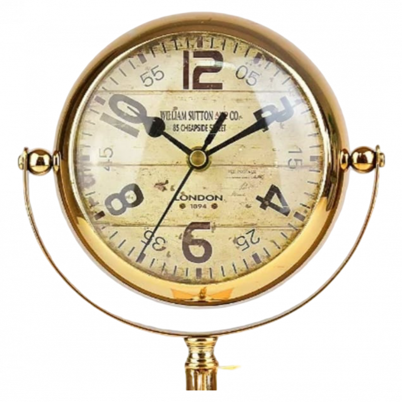 Qızılı Retro Masa Saatı – Tripod Ayaqlı Vintage Dekor | Taxtaci.az