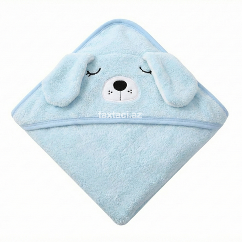 Uşaq &Uuml;&ccedil;&uuml;n Kap&uuml;şonlu Hamam Dəsmalı &ndash; Mavi K&ouml;pək