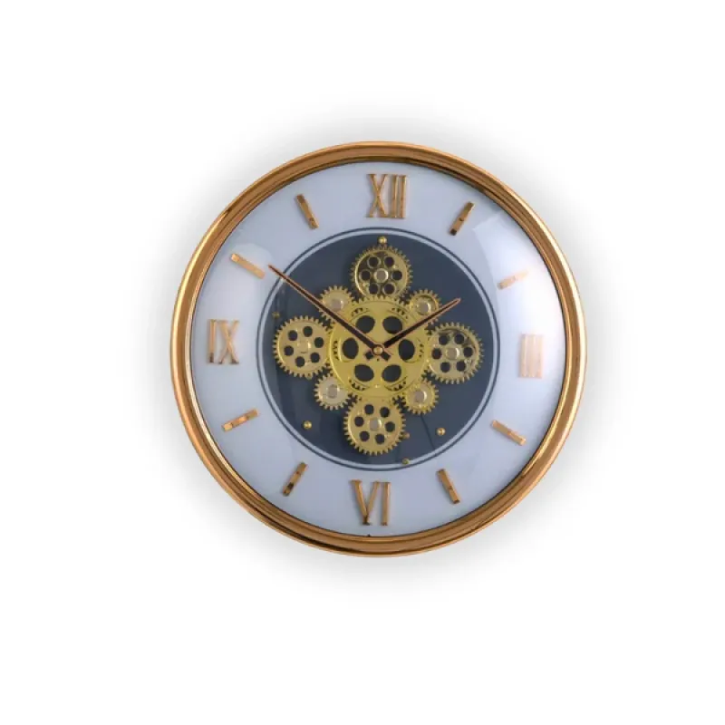 Qızılı Dişli Mexanizm Dizaynlı Mavi Divar Saatı – Zərif və Klassik Üslub | Taxtaci.az