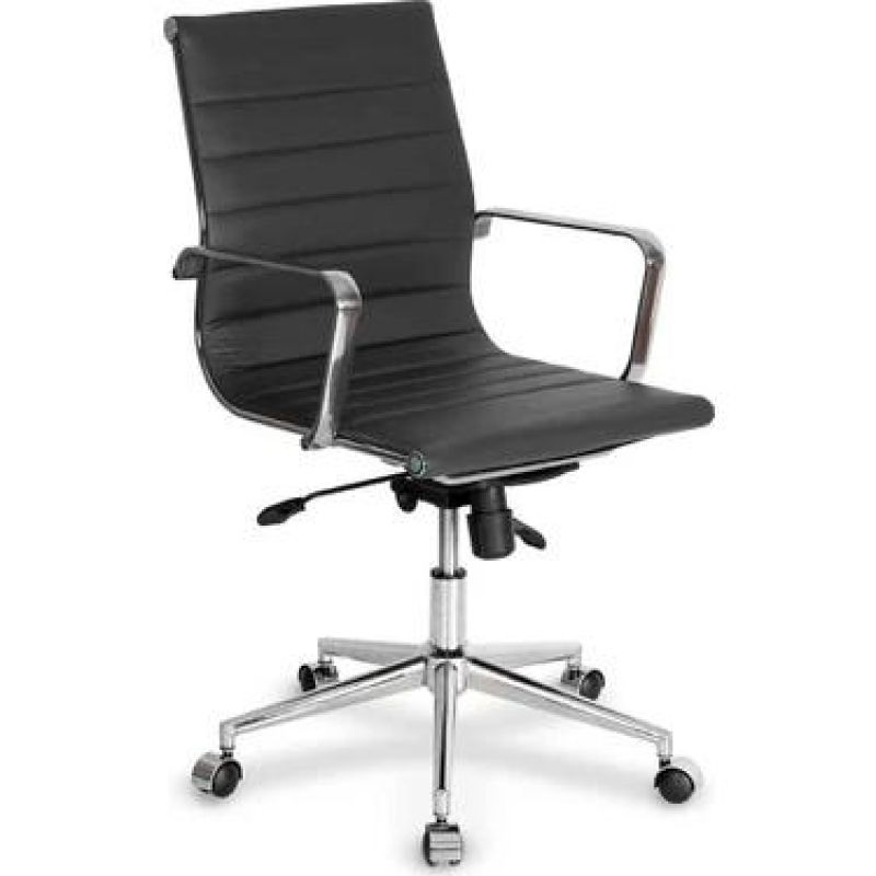 M&uuml;asir Dizaynlı Ofis Kreslosu &ndash; Dəri Oturacaq, Xrom Ayaq, Təkərli və H&uuml;nd&uuml;rl&uuml;y&uuml; Tənzimlənən | Taxtaci.az