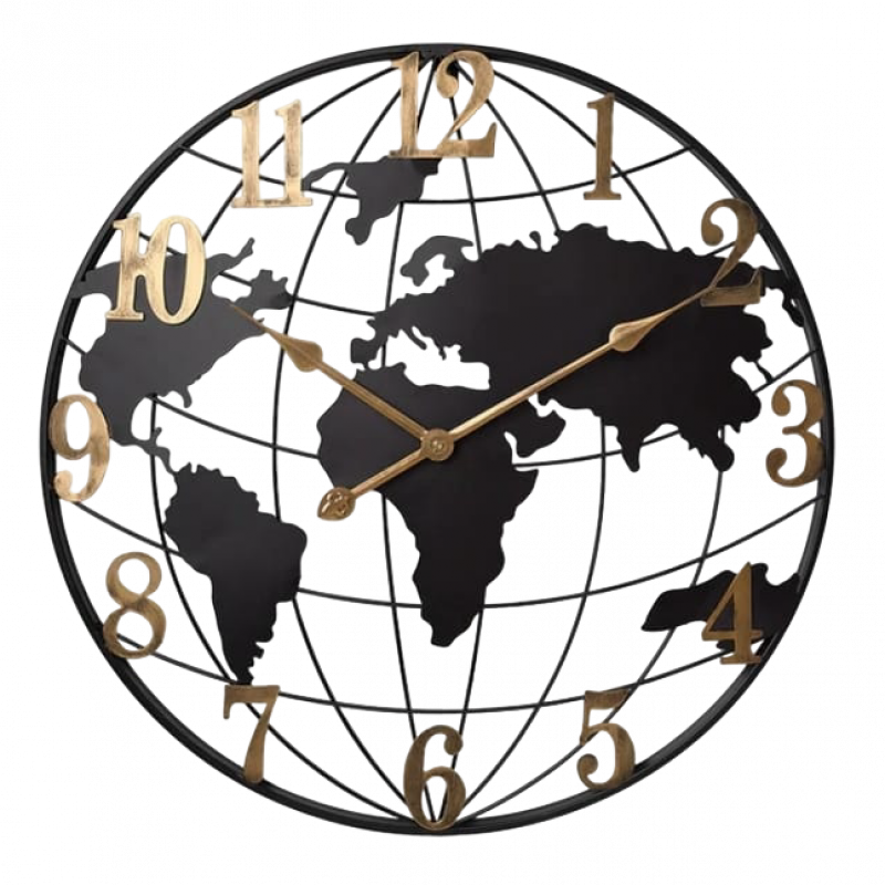 Dünya Xəritəsi Dizaynlı Metal Divar Saatı – Modern və Zərif Dekorasiya | Taxtaci.az